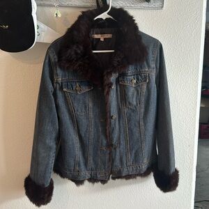 size L women’s jeans jacket with rabbit fur